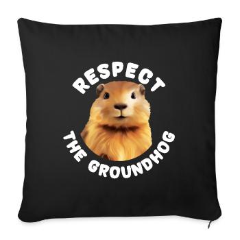 Honor The Groundhog Motif Respect - Sofa pillowcase 17,3'' x 17,3'' (45 x 45 cm) - black - Front