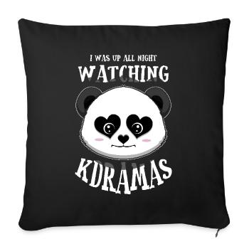 J’étais debout toute la nuit K-dramas Panda - Housse de coussin décorative 45 x 45 cm - noir - Devant