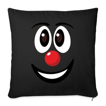 carnaval drôle clown visage nez rouge - Housse de coussin décorative 45 x 45 cm - noir - Devant