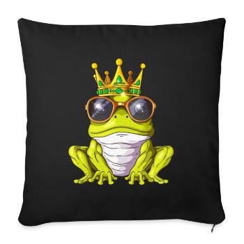 Cool Grenouille Prince Royauté Crapauds Roi Couronne - Housse de coussin décorative 45 x 45 cm - noir - Devant