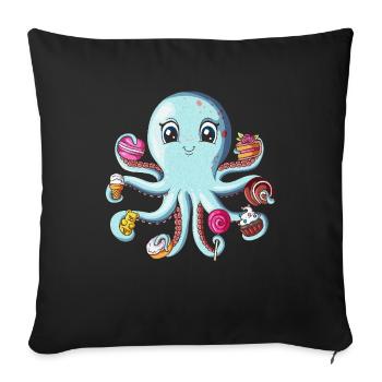 Sweet Tentacle Huit Bras Octopus Dessert Candy - Housse de coussin décorative 45 x 45 cm - noir - Devant