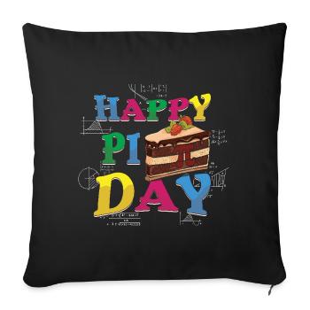 Bonne journée Pi avec gâteau et maths - Housse de coussin décorative 45 x 45 cm - noir - Devant