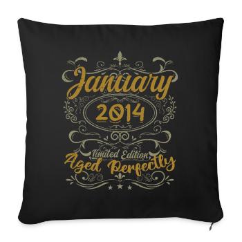 Janvier Cadeau D'anniversaire Nées En Janvier 2014 - Housse de coussin décorative 45 x 45 cm - noir - Devant