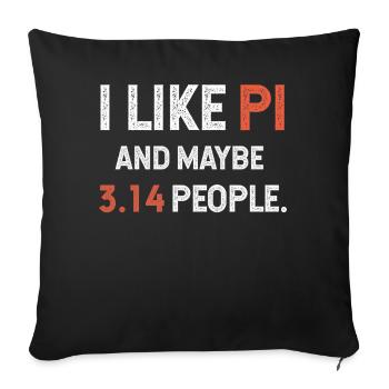 Pi Tag : J’aime Pi et peut-être 3,14 personnes - Housse de coussin décorative 45 x 45 cm - noir - Devant