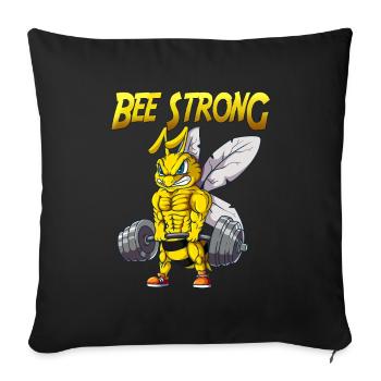 Bee Strong Gewichtheber Bodybuilder Muskel Biene - Sofakissenbezug 45 x 45 cm - Schwarz - Vorne