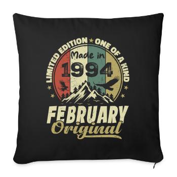 Februar 1994 - Jubiläum 1994 Jahrgang Februar 1994 - Sofakissenbezug 45 x 45 cm - Schwarz - Vorne