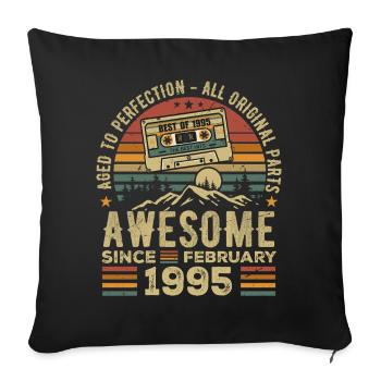 Février 1995 Rétro 1995 Anniversaire Février 1995 - Housse de coussin décorative 45 x 45 cm - noir - Devant