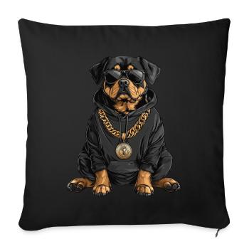 Cool Rottweiler in hip-hop style - Sofa pillowcase 17,3'' x 17,3'' (45 x 45 cm) - black - Front