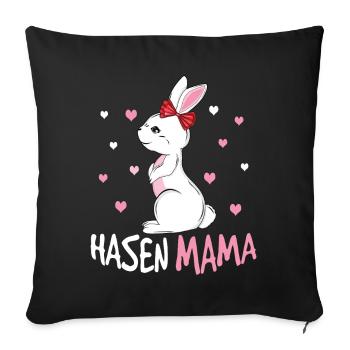 Maman lapin aimante avec du cœur - Housse de coussin décorative 45 x 45 cm - noir - Devant