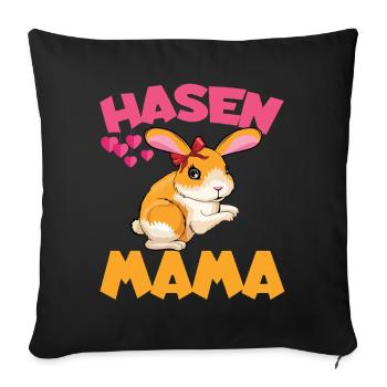 Cute bunny mom with hearts - Sofa pillowcase 17,3'' x 17,3'' (45 x 45 cm) - black - Front