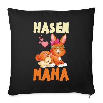 Lapins Maman Aimant Lapin Famille Illustration - Housse de coussin décorative 45 x 45 cm - noir - Devant