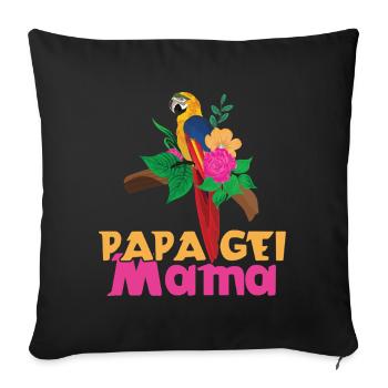 Parrot Mom Tropical Flowers Style - Sofa pillowcase 17,3'' x 17,3'' (45 x 45 cm) - black - Front