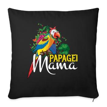 Parrot Mom Colorful Art - Sofa pillowcase 17,3'' x 17,3'' (45 x 45 cm) - black - Front