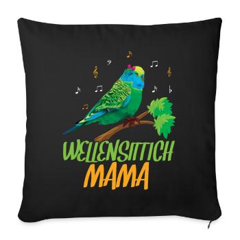 Budgie Mom Music Lover - Sofa pillowcase 17,3'' x 17,3'' (45 x 45 cm) - black - Front