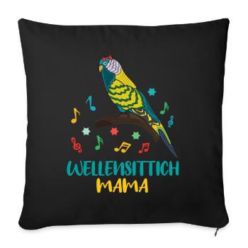 Mélodie colorée de maman perruche pour les fans d’oiseaux - Housse de coussin décorative 45 x 45 cm - noir - Devant