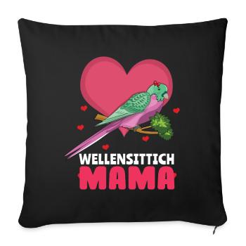 Maman perruche aimant les amis perroquets - Housse de coussin décorative 45 x 45 cm - noir - Devant
