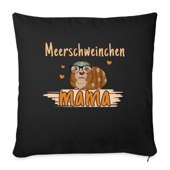 Maman cochon d’Inde avec cœur - Housse de coussin décorative 45 x 45 cm - noir - Devant