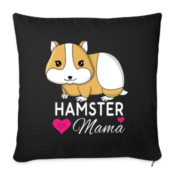 Liebevolle Hamster Mama Herzdesign - Sofakissenbezug 45 x 45 cm - Schwarz - Vorne