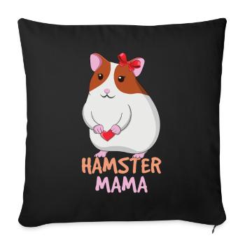 Mignon hamster maman illustration avec coeur - Housse de coussin décorative 45 x 45 cm - noir - Devant