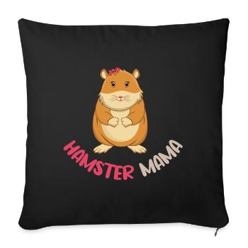 Illustration de maman hamster aimante - Housse de coussin décorative 45 x 45 cm - noir - Devant