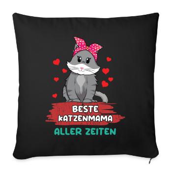 La meilleure maman chat de tous les temps avec du cœur - Housse de coussin décorative 45 x 45 cm - noir - Devant