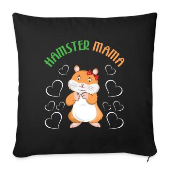 Hamster Mom Loving Hearts Graphic - Sofa pillowcase 17,3'' x 17,3'' (45 x 45 cm) - black - Front