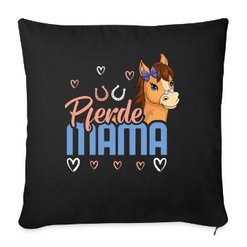Chevaux Maman Coeur Fer à Cheval Art - Housse de coussin décorative 45 x 45 cm - noir - Devant