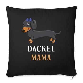 Maman teckel avec arc Dog Lover - Housse de coussin décorative 45 x 45 cm - noir - Devant