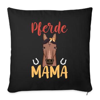 Horses Mom with Horseshoe Motif - Sofa pillowcase 17,3'' x 17,3'' (45 x 45 cm) - black - Front