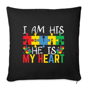 Autism Voice Heart Puzzle Colorful - Sofa pillowcase 17,3'' x 17,3'' (45 x 45 cm) - black - Front