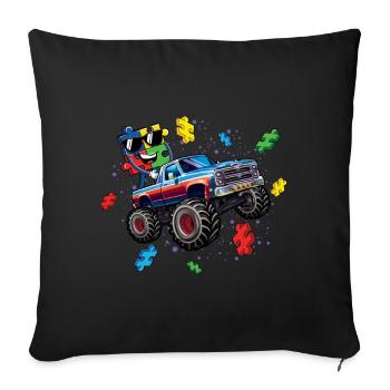 Autism Monster Truck Puzzle Adventure - Sofa pillowcase 17,3'' x 17,3'' (45 x 45 cm) - black - Front