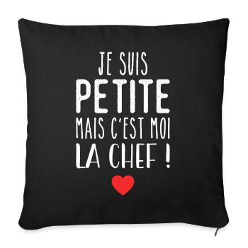 Je suis petite mais c'est moi la chef - Housse de coussin décorative 45 x 45 cm - noir - Devant