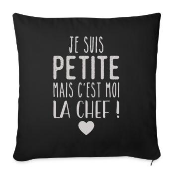 Je suis petite mais c'est moi la chef - Housse de coussin décorative 45 x 45 cm - noir - Devant