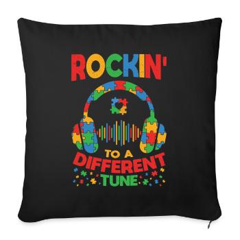 Autism Rockin' To A Different Tune - Sofa pillowcase 17,3'' x 17,3'' (45 x 45 cm) - black - Front