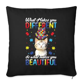 Autismus: What Makes You Different - Sofakissenbezug 45 x 45 cm - Schwarz - Vorne