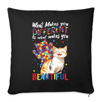 Autisme : ce qui vous rend différent - Housse de coussin décorative 45 x 45 cm - noir - Devant