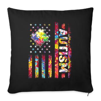Autisme Puzzle Drapeau Peinture Splash - Housse de coussin décorative 45 x 45 cm - noir - Devant