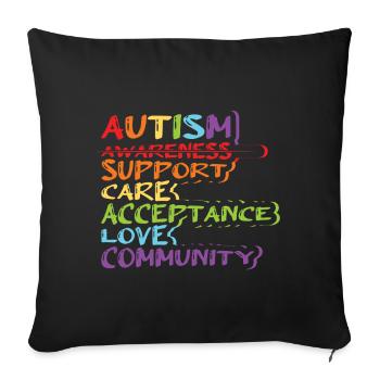 Autism Support for Love and Community - Sofa pillowcase 17,3'' x 17,3'' (45 x 45 cm) - black - Front