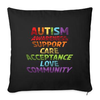Autism Support For Love And Community - Sofa pillowcase 17,3'' x 17,3'' (45 x 45 cm) - black - Front