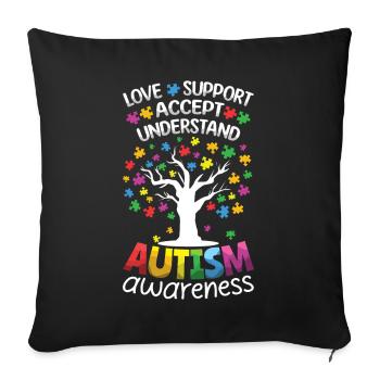 Autism Support Accept Understand Tree - Sofa pillowcase 17,3'' x 17,3'' (45 x 45 cm) - black - Front