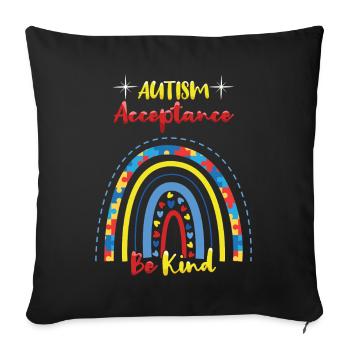 Autisme Acceptation Be Friendly Arc-en-ciel - Housse de coussin décorative 45 x 45 cm - noir - Devant