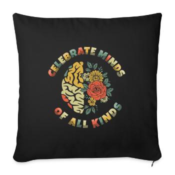 L’autisme célèbre les esprits différents - Housse de coussin décorative 45 x 45 cm - noir - Devant