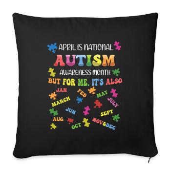 Autism Awareness Month April For Me - Sofa pillowcase 17,3'' x 17,3'' (45 x 45 cm) - black - Front