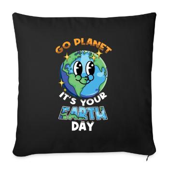 Go Planet C’est votre Jour de la Terre - Housse de coussin décorative 45 x 45 cm - noir - Devant