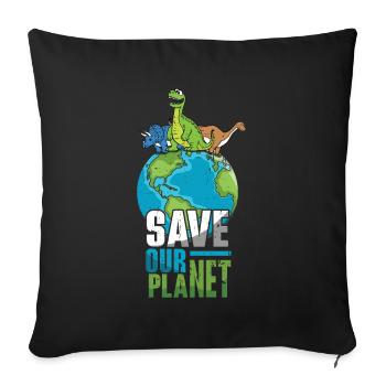 Journée de protection de la Terre Sauvez notre planète - Housse de coussin décorative 45 x 45 cm - noir - Devant