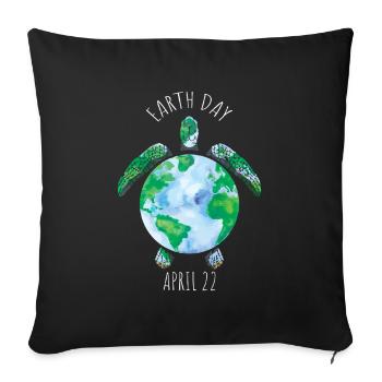 Earth Day Turtle April 22 Earth Motif - Sofa pillowcase 17,3'' x 17,3'' (45 x 45 cm) - black - Front