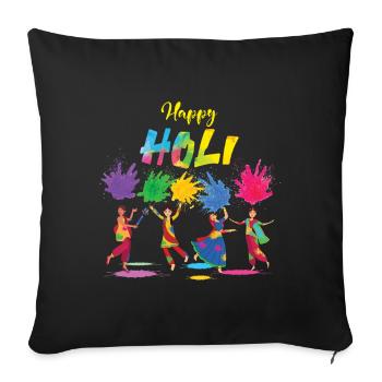 Holi Festival: Happy Holi Colorful Festival - Sofa pillowcase 17,3'' x 17,3'' (45 x 45 cm) - black - Front