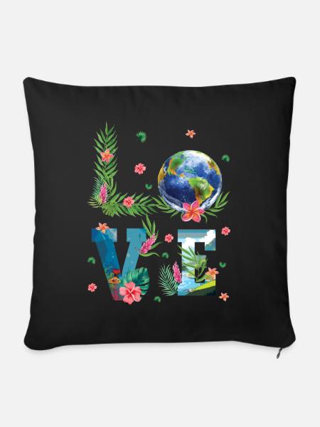 Liebe Zum Tag Der Erde Natur - Sofakissenbezug 45 x 45 cm - Schwarz