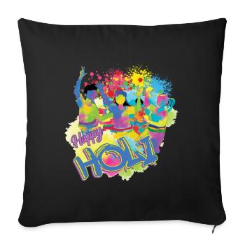 Happy Holi Festival Joy of Colors - Sofa pillowcase 17,3'' x 17,3'' (45 x 45 cm) - black - Front