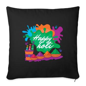 Holi Festival Colorful Happy Holi Experience - Sofa pillowcase 17,3'' x 17,3'' (45 x 45 cm) - black - Front